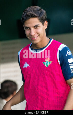 SEVILLA, 24-09-2019. Primera Division campionato spagnolo. LaLiga. Estadio Benito Villamarin. Diego Laínez (Real Betis) durante il gioco Real Betis - Levante UD. Foto Stock