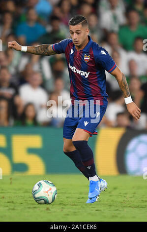 SEVILLA, 24-09-2019. Primera Division campionato spagnolo. LaLiga. Estadio Benito Villamarin. Sergio León (Levante UD) durante il gioco Real Betis - Levante UD. Foto Stock