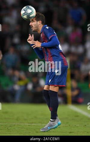 SEVILLA, 24-09-2019. Primera Division campionato spagnolo. LaLiga. Estadio Benito Villamarin. José Campana (Levante UD) durante il gioco Real Betis - Levante UD. Foto Stock