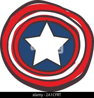 Captain America shield, illustrazione, vettore su sfondo bianco. Illustrazione Vettoriale