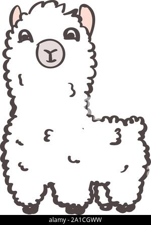 Carino lama, illustrazione, vettore su sfondo bianco. Illustrazione Vettoriale