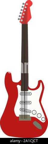Chitarra rossa, illustrazione vettore su sfondo bianco. Illustrazione Vettoriale