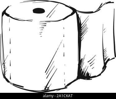 Schizzo wc carta, illustrazione, vettore su sfondo bianco. Illustrazione Vettoriale