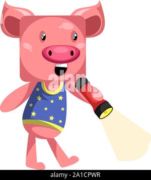 Maiale con flash, illustrazione vettore su sfondo bianco. Illustrazione Vettoriale