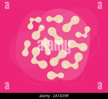 I batteri probiotici di fluido vettore di banner. Simbolo della flora intestinale di stomaco. Illustrazione Vettoriale
