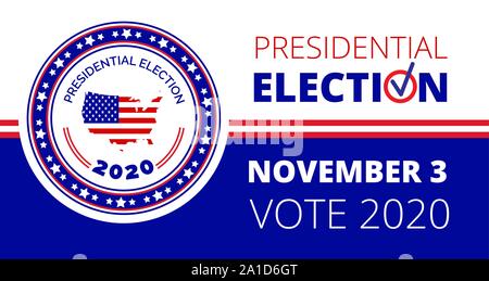 2020 Stati Uniti d'elezione presidenziale americana nel novembre 3. Evento politico concetto vettore. Illustrazione Vettoriale