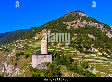 La Batiaz Castello, Chateau de la Batiaz, Martigny, Vallese, Svizzera Foto Stock