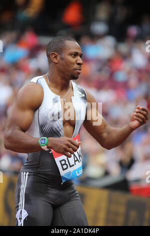 Yohan Blake della Giamaica nella mens 100 metri al 2019 anniversario giochi, Londra Foto Stock