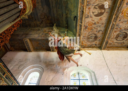 Angelo con tromba, St. Chiesa Jacobi, Lüdingworth, Cuxhaven, Germania ed Europa Foto Stock