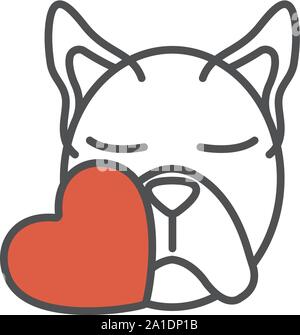 Dog Face con icona a forma di cuore. Il concetto di assistenza sanitaria per la medicina e la cura degli animali domestici. Contorno nero e animale domestico. Animali domestici il simbolo Icona e badge. Vettore semplice Illustrazione Vettoriale