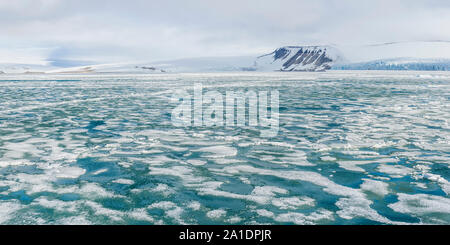 Palanderbukta Bay, Pack modello di ghiaccio, Gustav Adolf Terra, Nordaustlandet, arcipelago delle Svalbard, Norvegia Foto Stock