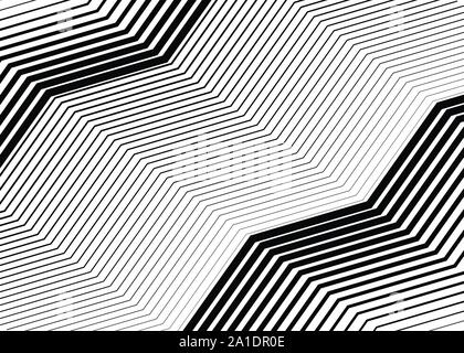 Ondulato, sventolando griglia di parallele linee irregolari. Billowy, ondulata, strisce a zig-zag, striature. Abstract background geometrica Illustrazione Vettoriale