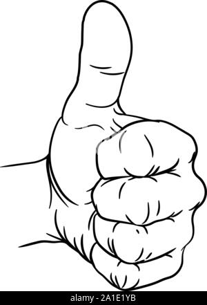Mano Thumbs up gesto pollice le dita in pugno Illustrazione Vettoriale