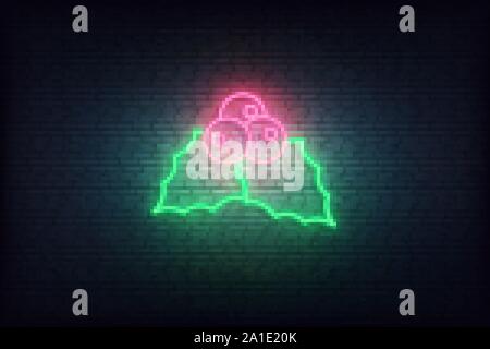 Vischio icona al neon. Incandescente natale vacanze invernali segno icona Illustrazione Vettoriale