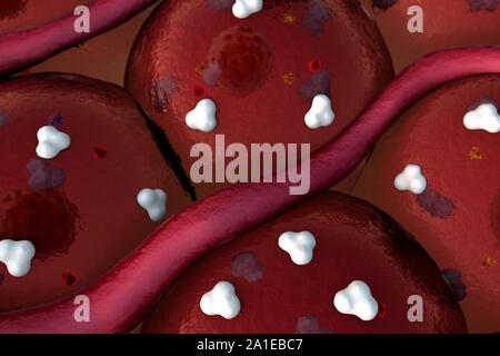 Proteina sulla superficie cellulare, recettori e vena sulla superficie di cellule Foto Stock