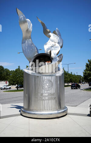 Cinquantesimo anniversario Special Olympics la fiamma eterna di speranza la scultura al Soldier Field di chicago, illinois, Stati Uniti d'America Foto Stock