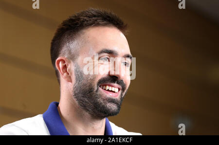 Gran Bretagna Martyn Rooney pone per fotografie durante una sessione multimediale al Movenpick Hotel West Bay, a Doha. Foto Stock