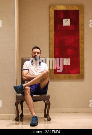 Gran Bretagna Martyn Rooney pone per fotografie durante una sessione multimediale al Movenpick Hotel West Bay, a Doha. Foto Stock