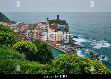 Vernazza village, Cinque Terre Liguria, Italia Foto Stock