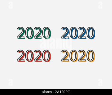 Felice Anno Nuovo 2020 design di testo.il coperchio del diario di business per 2019 3D Brochure modello di progettazione, la scheda banner. Illustrazione Vettoriale. Illustrazione Vettoriale