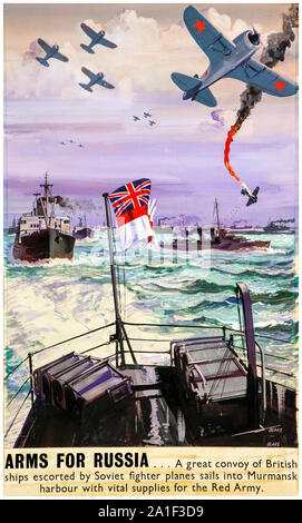 British, WW2, sforzo di guerra, i bracci per la Russia, un grande convoglio vele a Murmansk, poster, 1939-1946 Foto Stock