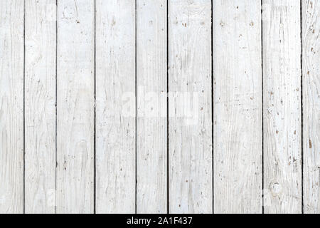 Legno bianco sullo sfondo di tavole, texture dettagliate di usura della superficie di legno Foto Stock