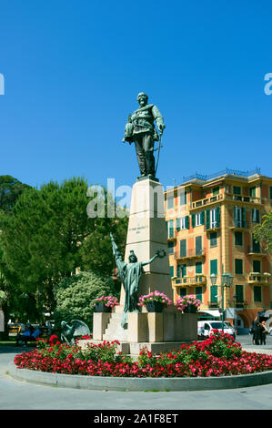 Un monumento di Vittorio Emanuele II a Santa Margherita Ligure, Liguria, Italia Foto Stock