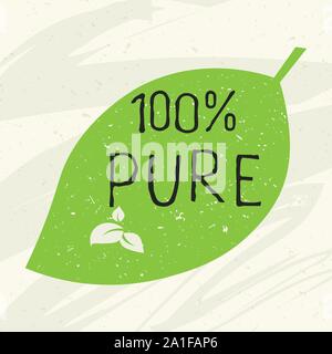 Alimenti eco label e un prodotto di alta qualità badge. Bio sano, organico 100 bio e naturale prodotto icona. Emblemi per cafe, imballaggio ecc. Vettore Illustrazione Vettoriale