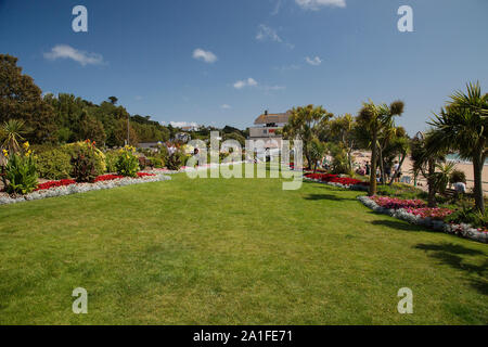 La colorata Winston Churchill Memorial Gardens at St Brelades, Jersey, Isole del Canale Foto Stock