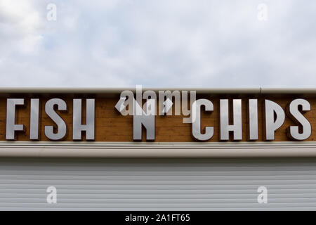 Fish 'n' chips segno Foto Stock