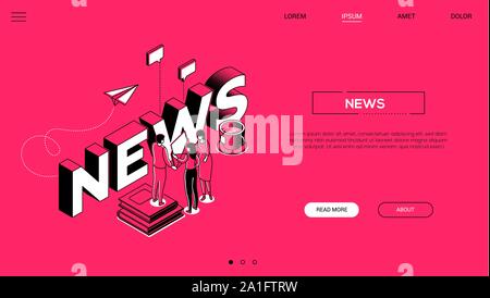 News creazione vettore colorati landing page template Illustrazione Vettoriale