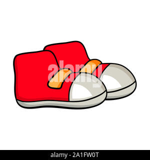 Scarpe coppia red cartoon bambino Stivali sportivi isolati su sfondo bianco Foto Stock