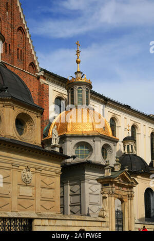 Cupola dorata, il castello di Wawel, Città Vecchia, Cracovia in Polonia Foto Stock