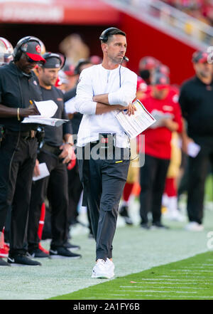 Santa Clara, CA. Il 22 settembre, 2019. San Francisco 49ers head coach Kyle Shanahan durante la NFL partita di calcio tra i Pittsburg Steelers e San Francisco 49ers a Levi's Stadium di Santa Clara, CA. Il 49ers sconfitto lo Steelers 24-20. Damon Tarver/Cal Sport Media/Alamy Live News Foto Stock