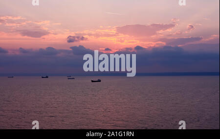 Tramonto al mare nero. Balchik, vicino a Varna, Bulgaria Foto Stock