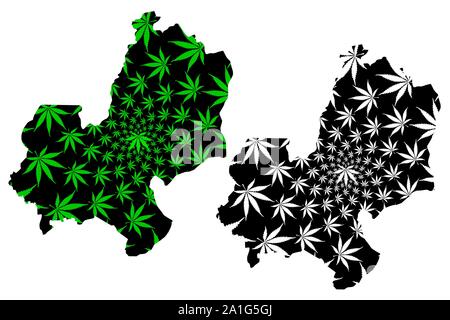 Stato Edo (suddivisioni della Nigeria, stato federato della Nigeria) mappa è progettato Cannabis leaf verde e nero, Edo mappa fatta di marijuana (marihuana,TH Illustrazione Vettoriale