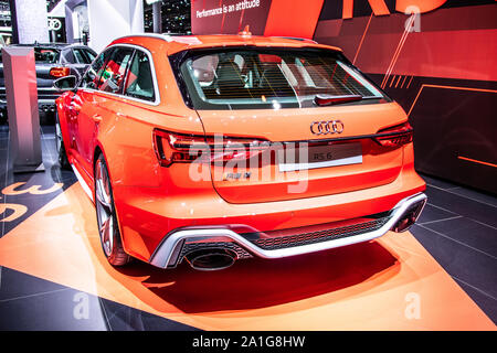 Francoforte, Germania, Sep 2019: Audi RS 6 Avant a IAA, C8, tip 5G, quarta generazione, 2020 anno modello, 4,0 L, V8 TFSI twin-turbo DOHC prodotta da Audi Foto Stock