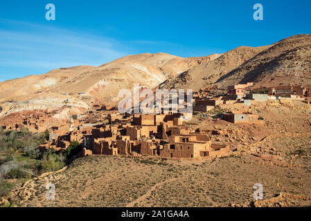 Vista sul villaggio nel sud del Marocco Foto Stock