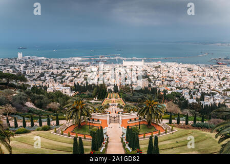 Tempio Bahai di Haifa, Israele. Foto Stock