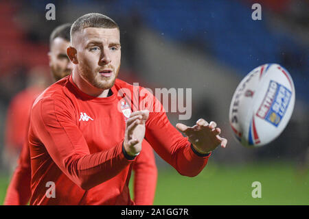 26 Settembre 2019 , AJ Bell Stadium, Salford, Inghilterra; Betfred Super League Rugby, Round Eliminator 2, Salford Red Devils vs Castleford Tigers ; Playmaker Jackson Hastings di Salford Red Devils. Credito: Dean Williams/news immagini Foto Stock