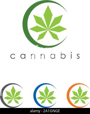 Cannabis leaf disegni logo ispirazione isolata su sfondo bianco, acero cannabis icona logo vettore, Marijuana leaf logo del modello di progettazione Illustrazione Vettoriale