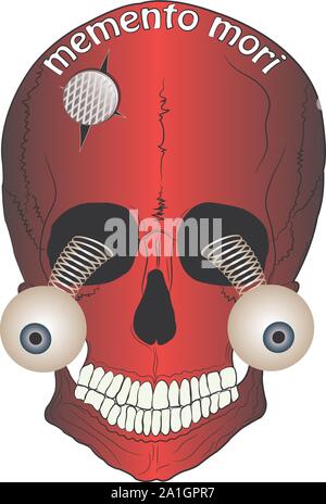 Cranio fumetto illustrazione vettoriale. cranio illustrazione vettoriale per t-shirt stampa. Illustrazione Vettoriale