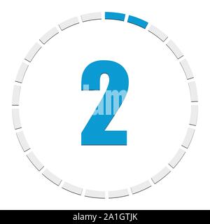 Progressi, completamento fase indicatore. Cerchio segmentato come durata, sequenza fasi infographics elemento. Diagramma circolare, grafico. Il diagramma da 1-24 sec Illustrazione Vettoriale
