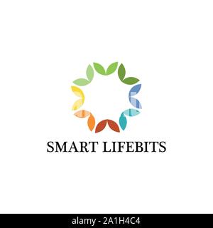 Salute Logo Design ispirazione vettore. Smart bit di vita - Vettore Illustrazione Vettoriale