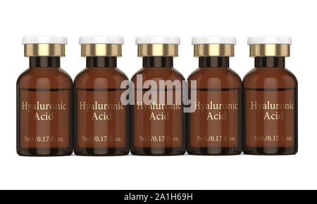 3D render di acido ialuronico fiale in fila Foto Stock