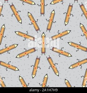 Un simpatico matita vettore illustrazione dello sfondo con colore arancio Illustrazione Vettoriale