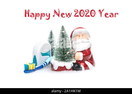 Dentista Dental felice Nuovo Anno 2020 biglietto di auguri con copia spazio. Foto Stock