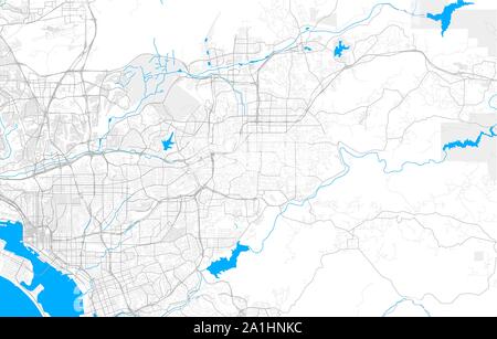 Ricco di vettore dettagliata mappa area di El Cajon, California, Stati Uniti d'America. Mappa modello per arredamento di casa. Illustrazione Vettoriale
