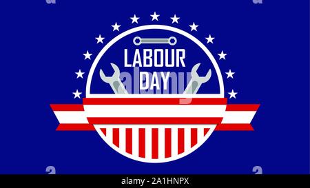 Stati Uniti d'America o American Labor Day banner con chiave a nastro e Illustrazione Vettoriale