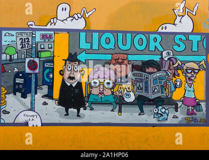 Murale lungo Melrose Avenue a Los Angeles in California Foto Stock